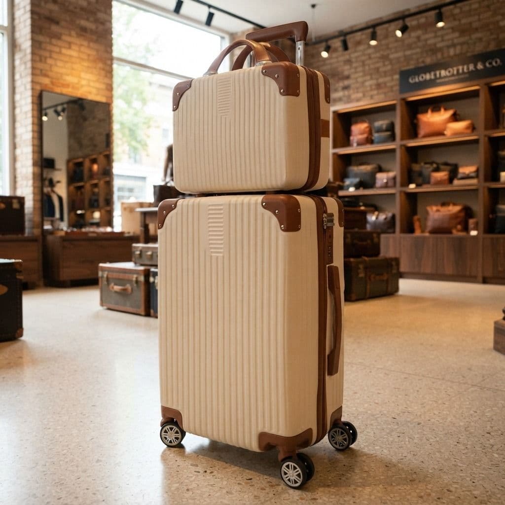 Mala de Viagem 10kg com Rodas 360° Miami e Frasqueira Bege Listras